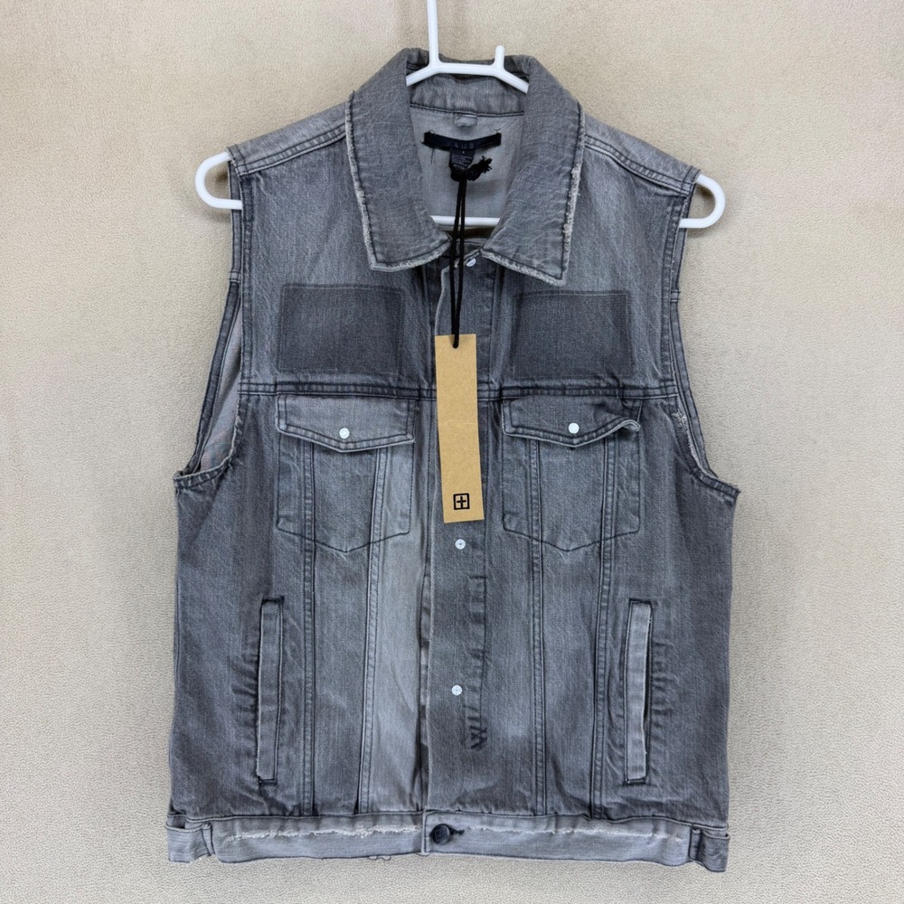 Ksubi Mens Classic Vest Hypnosis Grey Denim Eagle Graphic Size S M132B83SIS